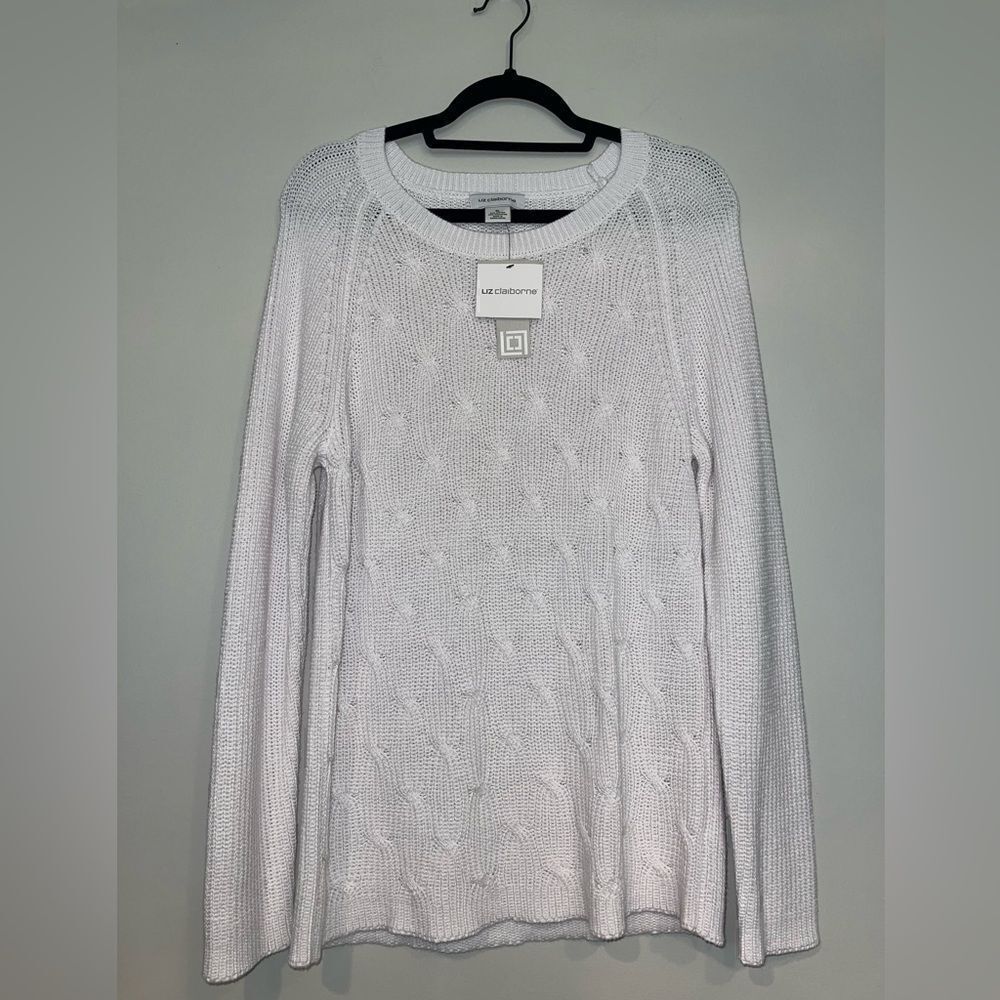 NWT Liz Claiborne Women White Shaker Texture Chunky knit Sweater Size XL
